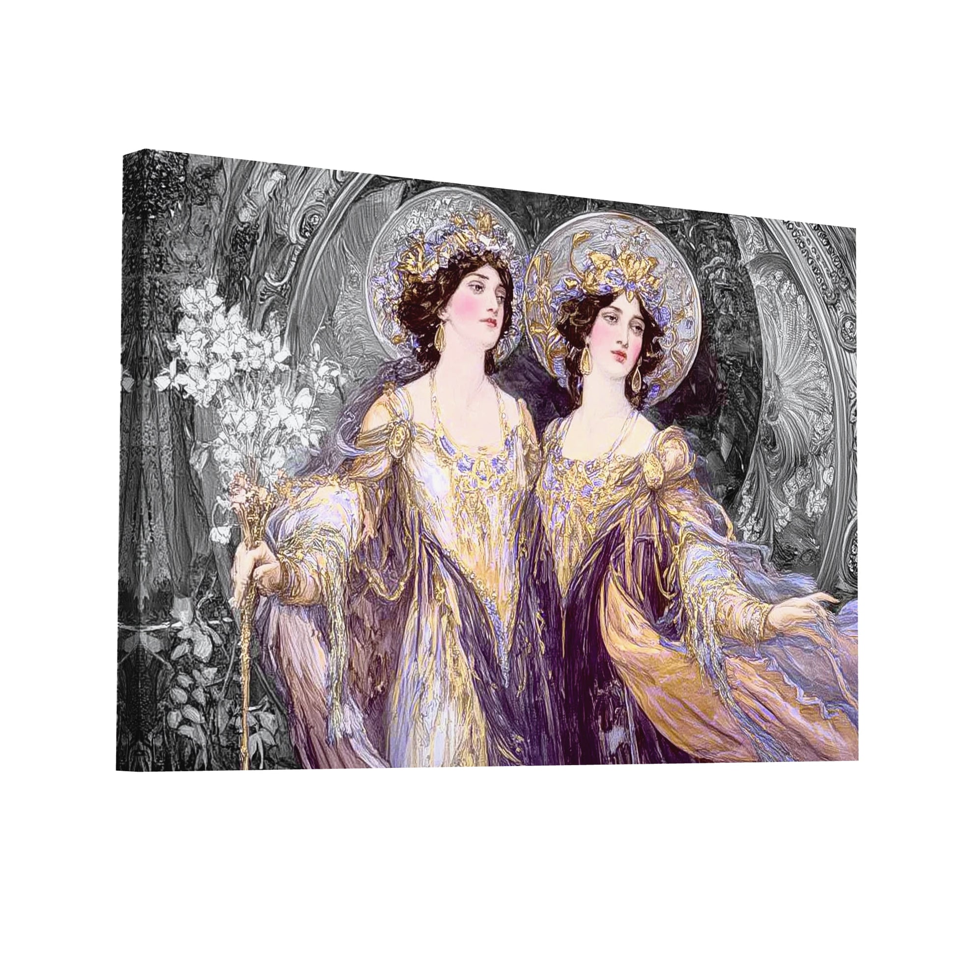 Product Hero 3D WebP Peinture Jugendstil Style - Sœurs en auréoles - Art Virtuoso