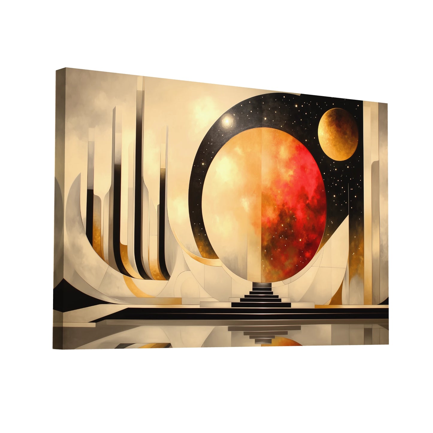 Product Hero 3D WebP Peinture Moderne Art Deco - Cité des Astres - Art Virtuoso