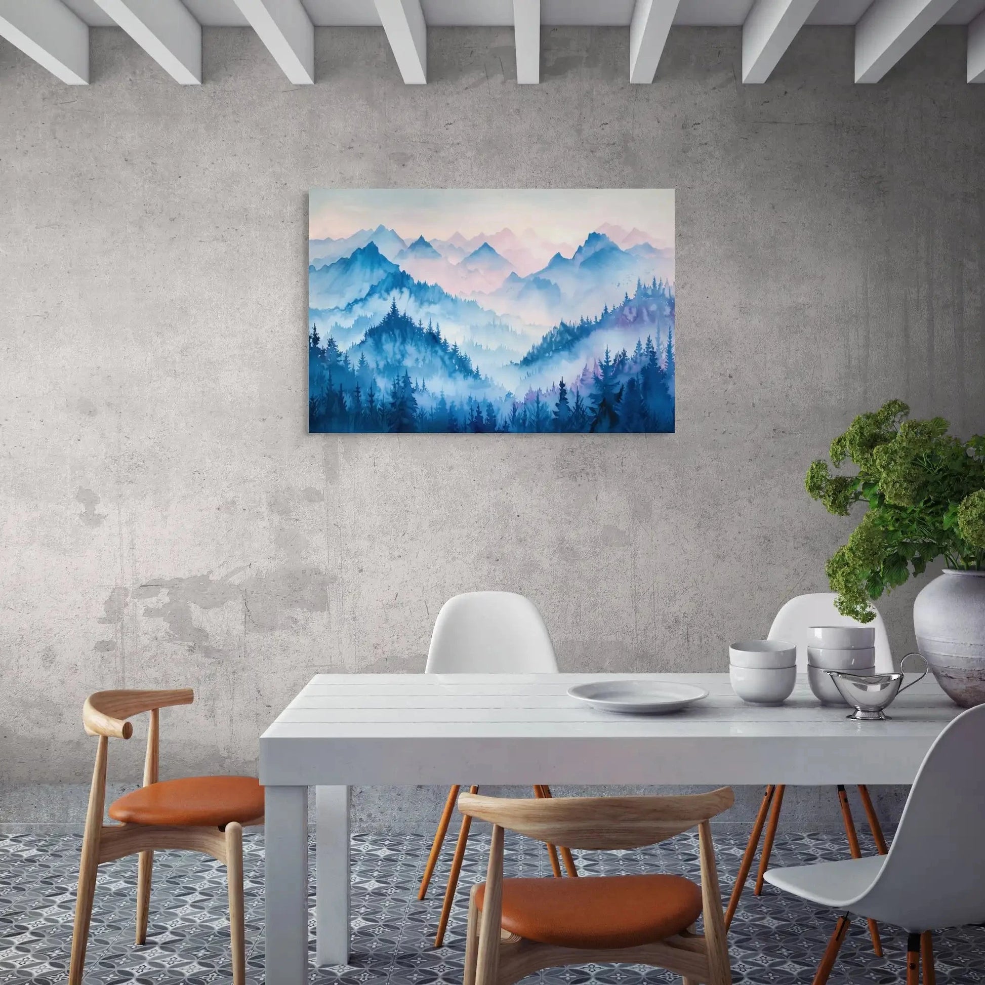 Peinture Montagne - Bleu Onirique Affiches, reproductions et œuvres graphiques Art Virtuoso