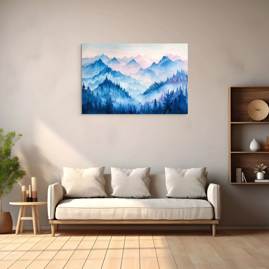 Peinture Montagne - Bleu Onirique