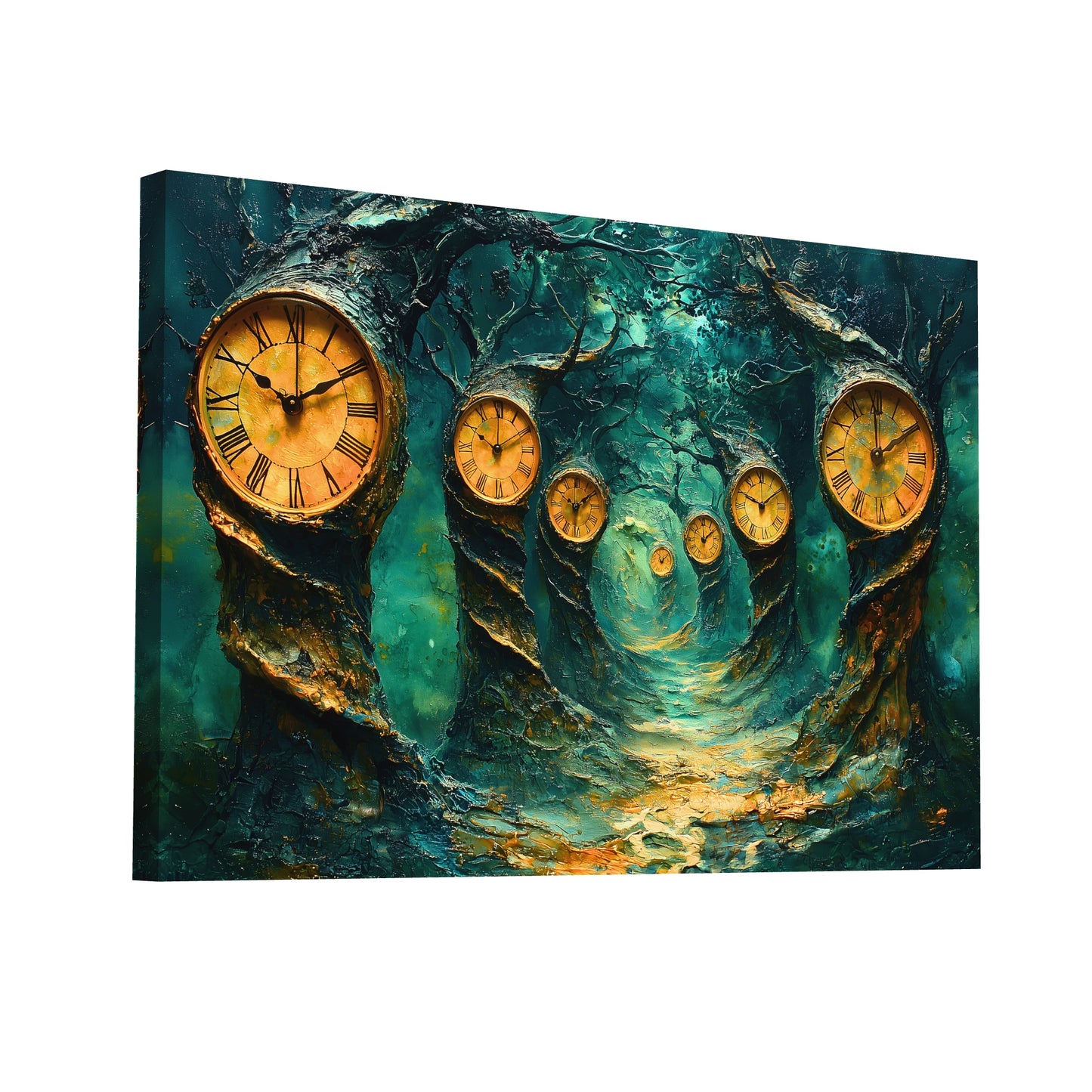 Product Hero 3D WebP Peinture Mouvement Surréaliste - les Bois aux Horloges - Art Virtuoso