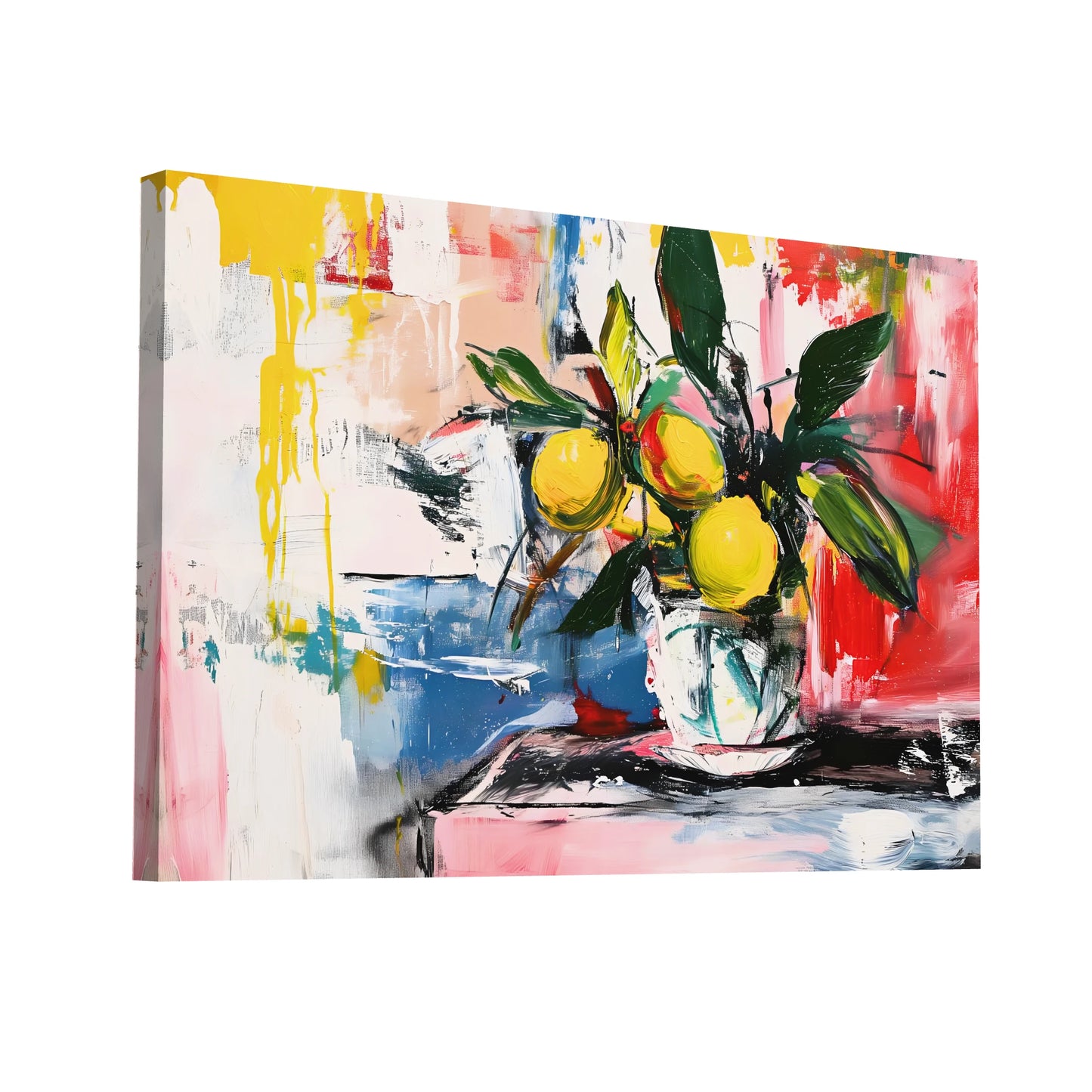 Product Hero 3D WebP Peinture Nature Morte Abstraite aux Citrons - Art Virtuoso