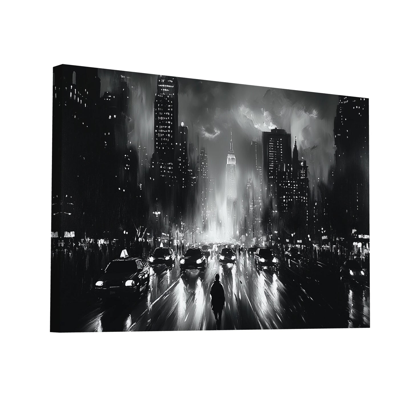 Product Hero 3D WebP Peinture Noire et Blanc : Échos de la Ville - Art Virtuoso