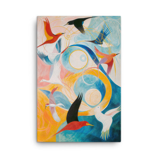 Peinture Oiseaux Abstrait 24″×36″