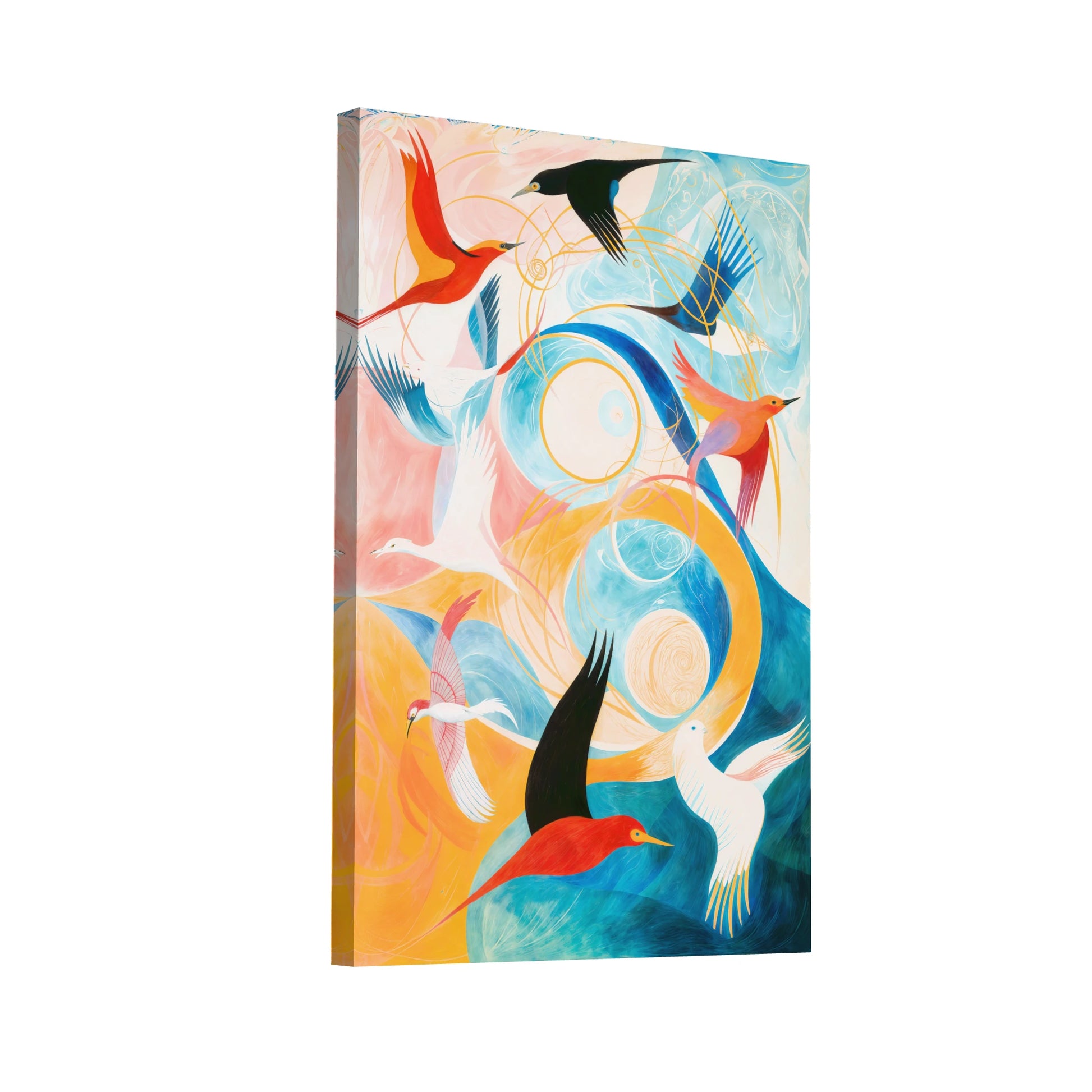 Product Hero 3D WebP Peinture Oiseaux Abstrait - Voyage Coloré - Art Virtuoso