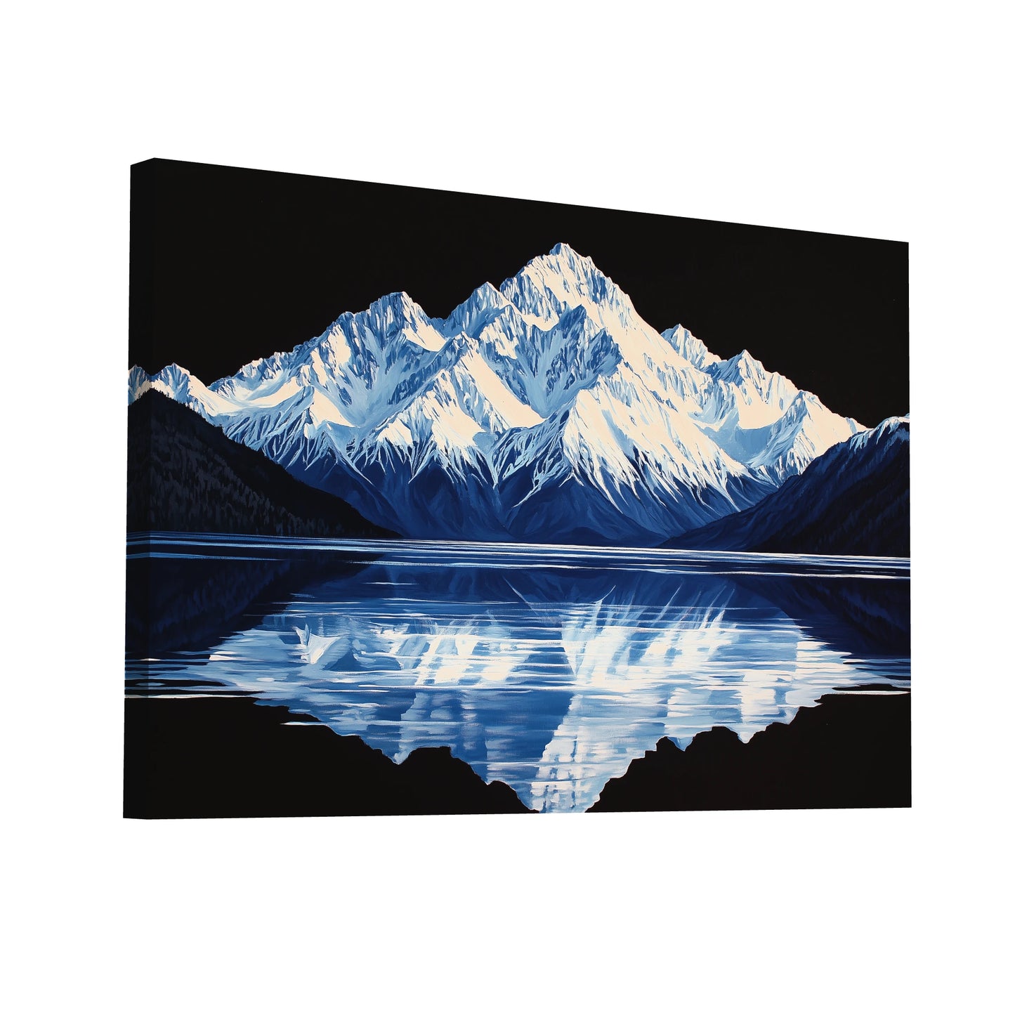 Product Hero 3D WebP Peinture Paysage sur Fond Noir - Reflet Montagneux - Art Virtuoso