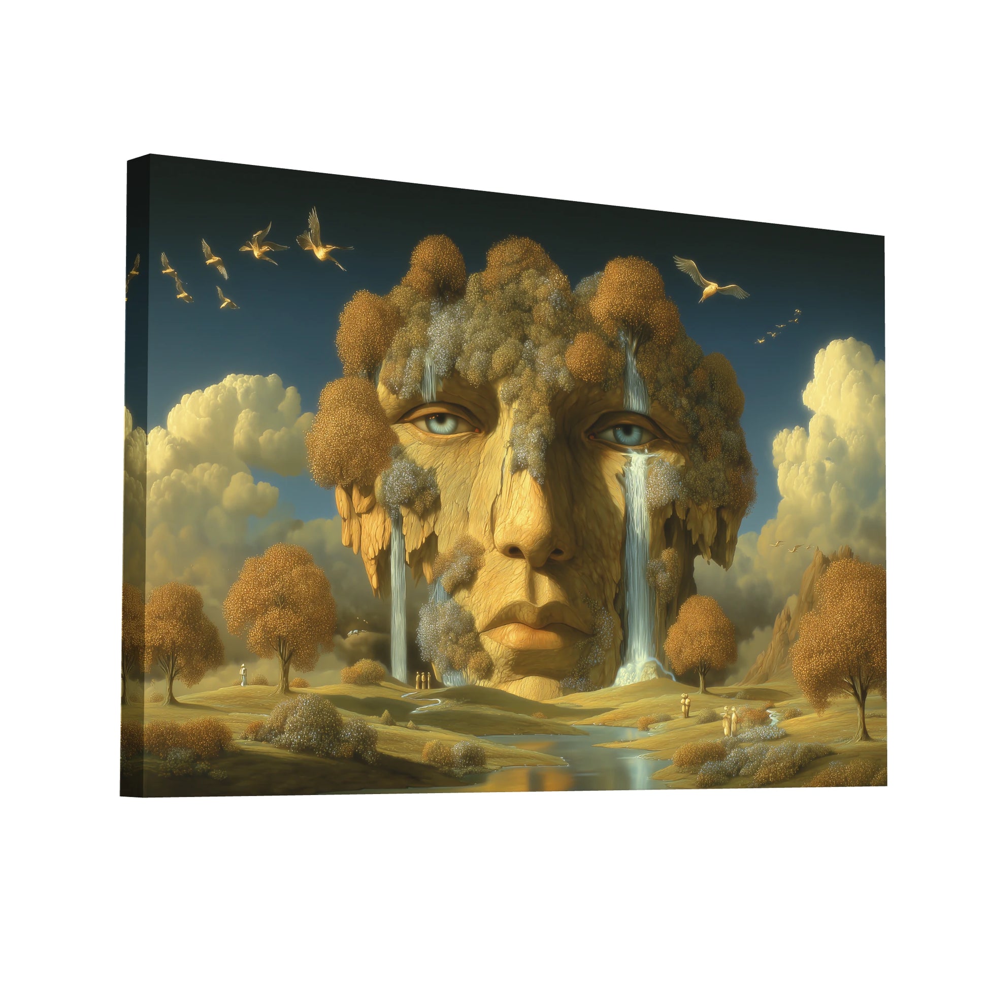Product Hero 3D WebP Peinture paysage surréaliste - Le Visage des Cascades - Art Virtuoso