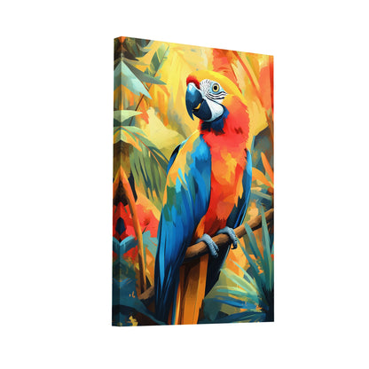 Product Hero 3D WebP Peinture Perroquet sur Toile en Explosion Chromatique - Art Virtuoso