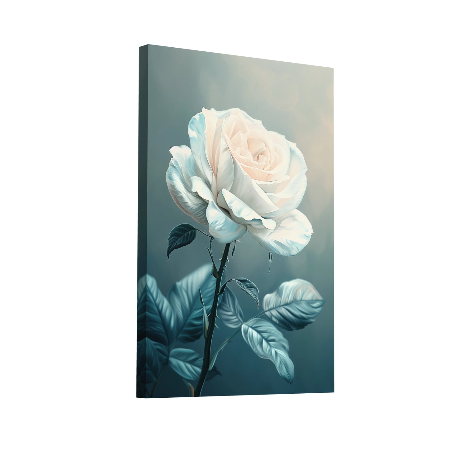 Product Hero 3D WebP Peinture Rose Blanche Enchantée - Art Virtuoso