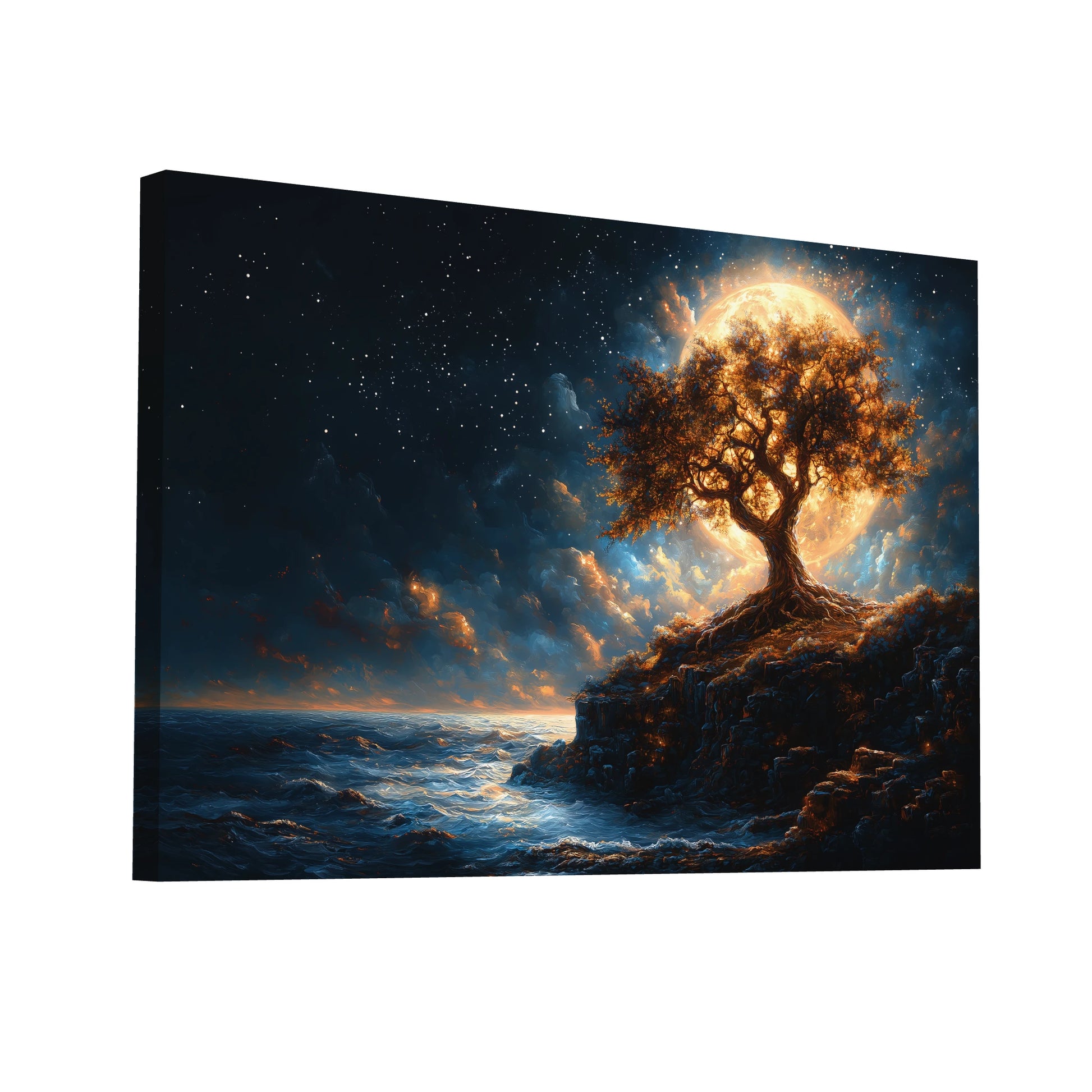Product Hero 3D WebP Peinture Style Romantique - Arbre au clair de lune - Art Virtuoso