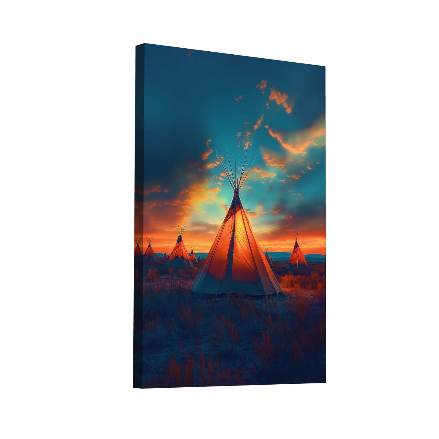 Product Hero 3D WebP Tableau Peinture Tipi au Crépuscule - Art Virtuoso