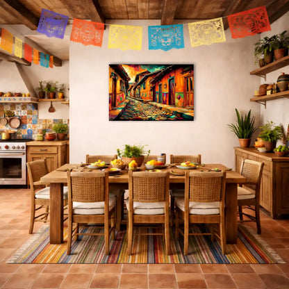 Bunte Mexiko-Gasse – Urbaner Durchgang – Gemälde