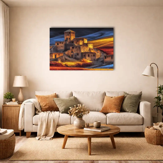 Peinture Afrique - Village Berbère du Sahara