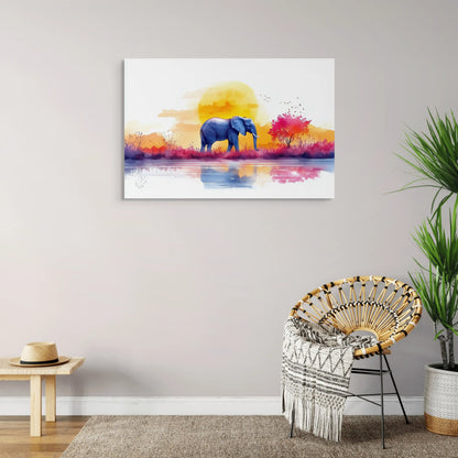 Peinture Aquarelle Éléphant - Évasion Poétique en Terre Sauvage Affiches, reproductions et œuvres graphiques Art Virtuoso