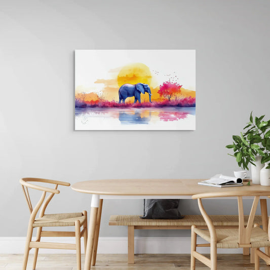 Peinture Aquarelle Éléphant - Évasion Poétique en Terre Sauvage Affiches, reproductions et œuvres graphiques Art Virtuoso