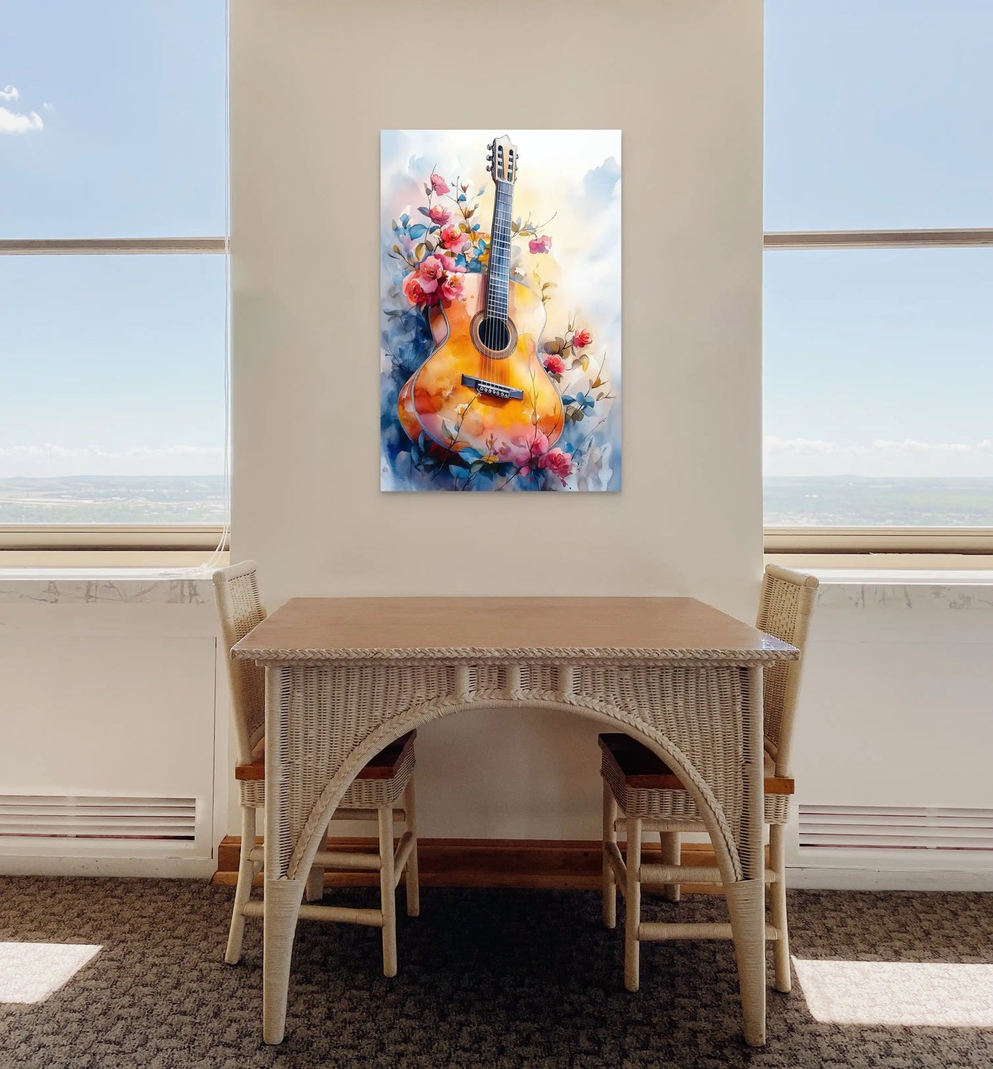 Tableau Guitare Aquarelle – Âme de la Musique Affiches, reproductions et œuvres graphiques Art Virtuoso