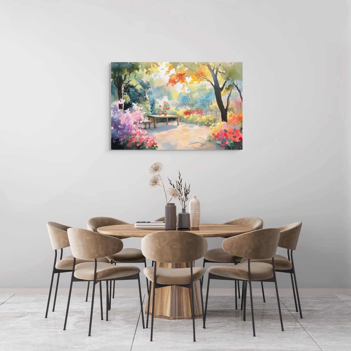 Tableau Aquarelle - Jardin Paysible Affiches, reproductions et œuvres graphiques Art Virtuoso