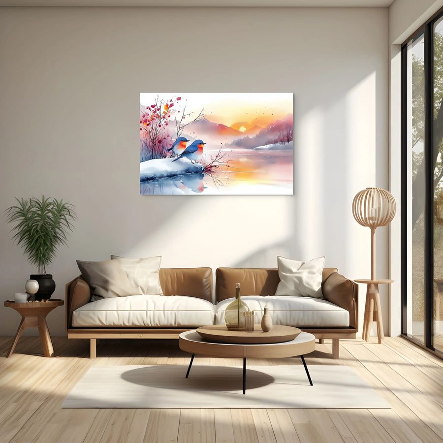 Peinture Aquarelle - Oiseaux au Bord de l’Eau