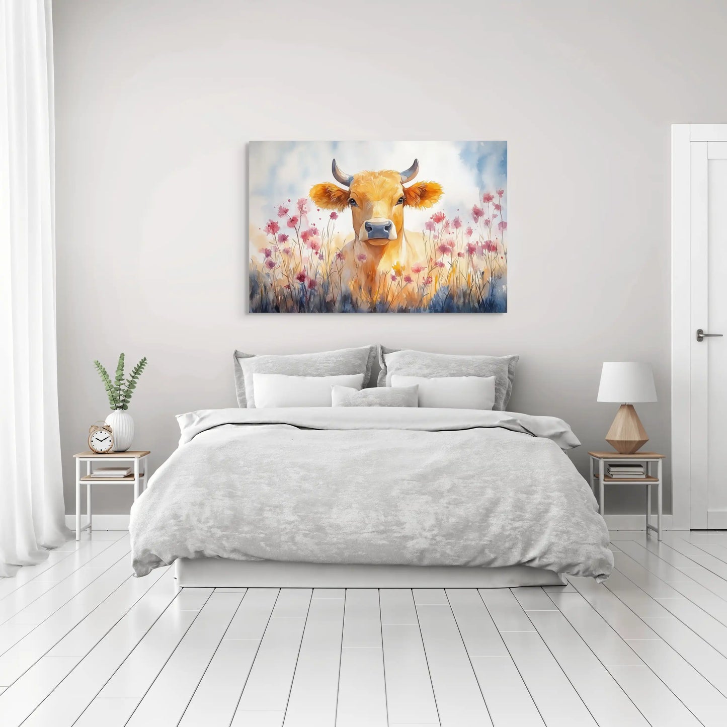 Peinture Aquarelle Vache – Sérénité Champêtre Affiches, reproductions et œuvres graphiques Art Virtuoso