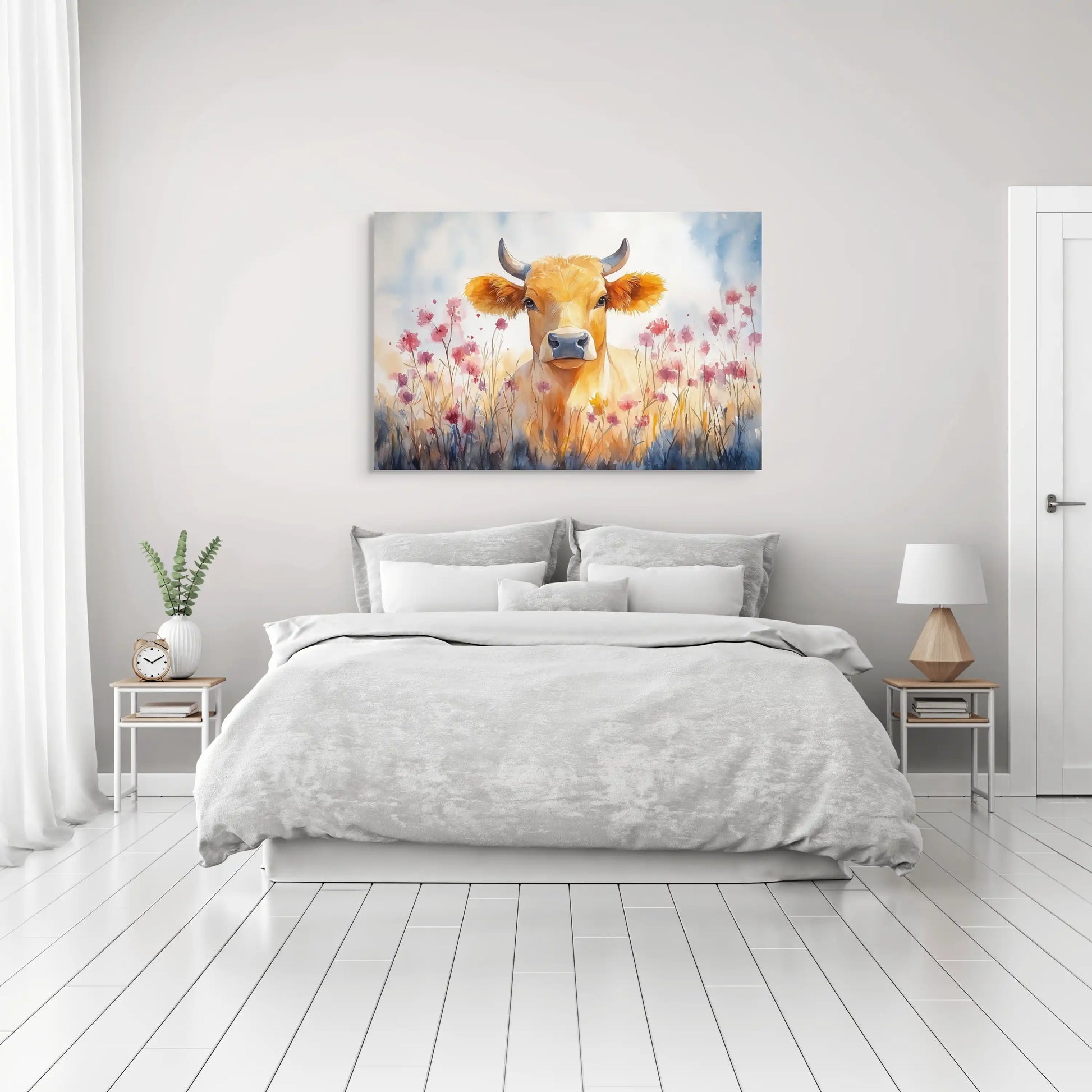 Peinture Aquarelle Vache – Sérénité Champêtre Affiches, reproductions et œuvres graphiques Art Virtuoso