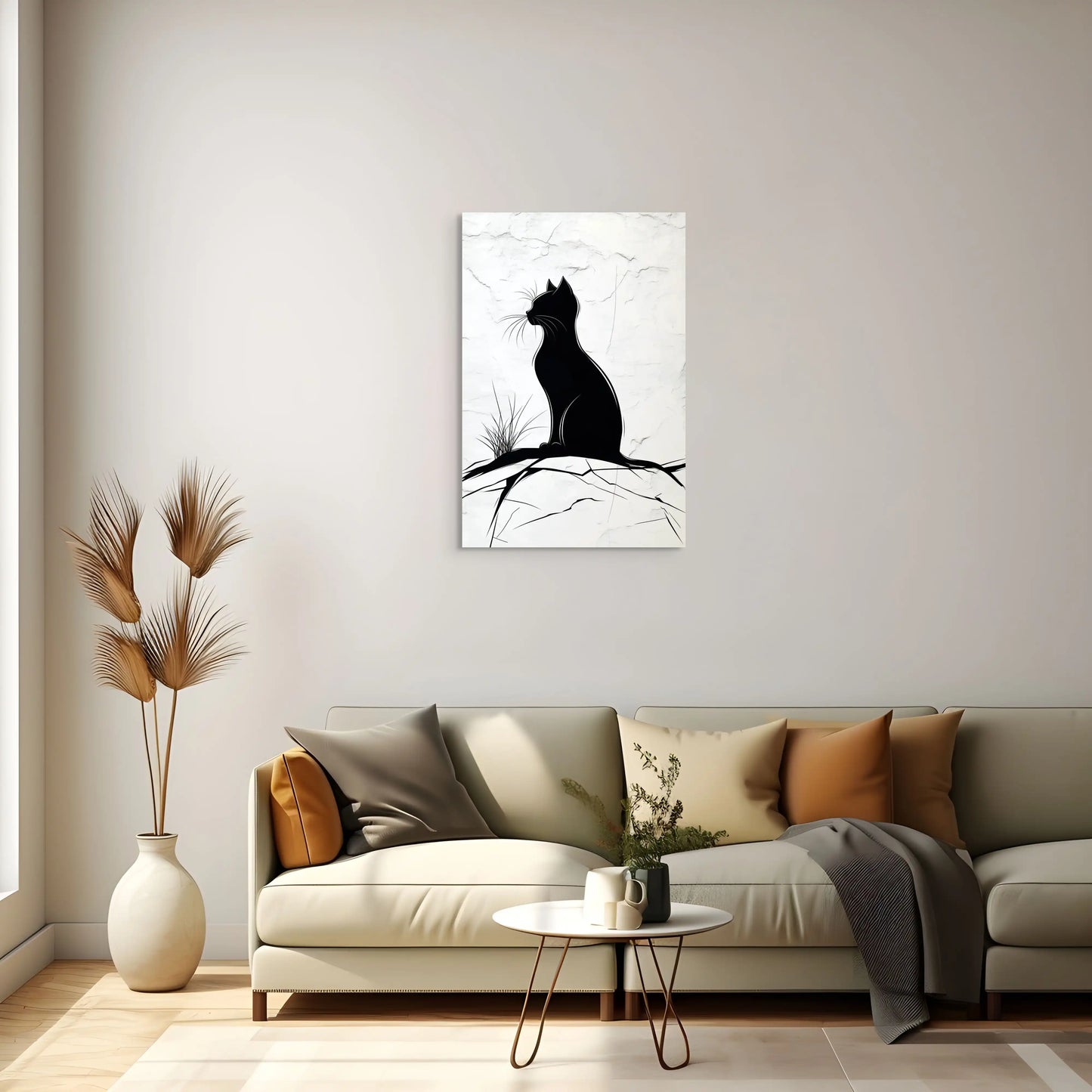 Peinture Chat Simple - Silhouette Contemplative Affiches, reproductions et œuvres graphiques Art Virtuoso