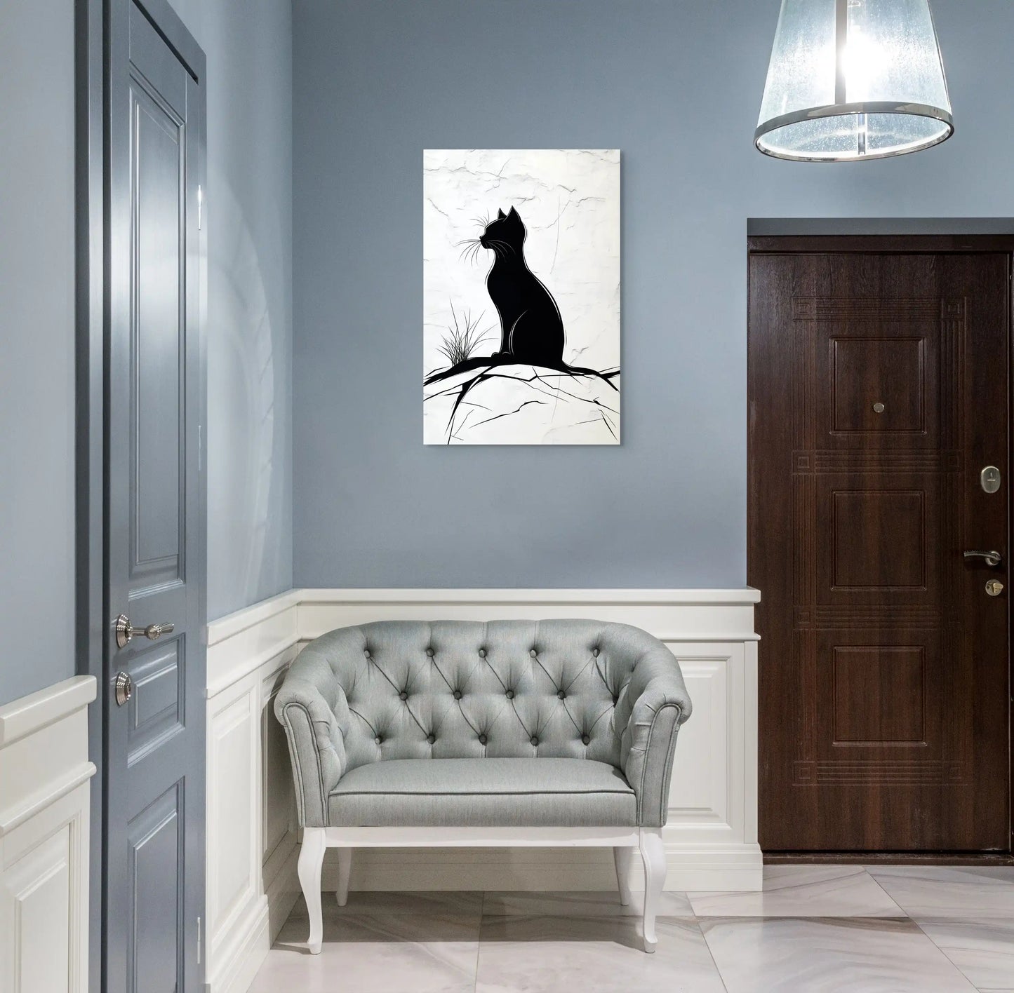 Peinture Chat Simple - Silhouette Contemplative Affiches, reproductions et œuvres graphiques Art Virtuoso