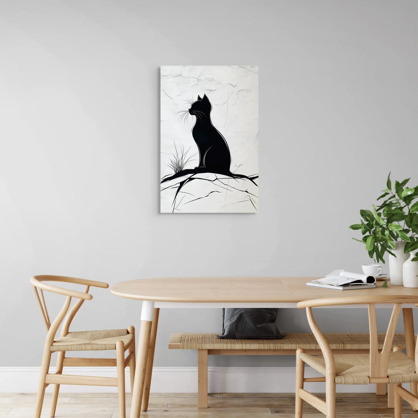 Peinture Chat Simple - Silhouette Contemplative Affiches, reproductions et œuvres graphiques Art Virtuoso