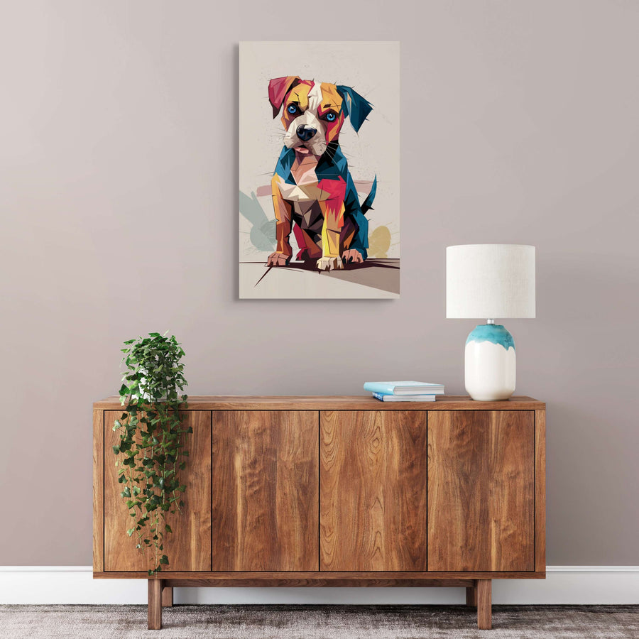 Peinture Chien Abstrait - Style Cubiste