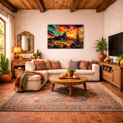 Mexikanische Wüste – Karges Panorama und glühender Himmel – Kunstdruck