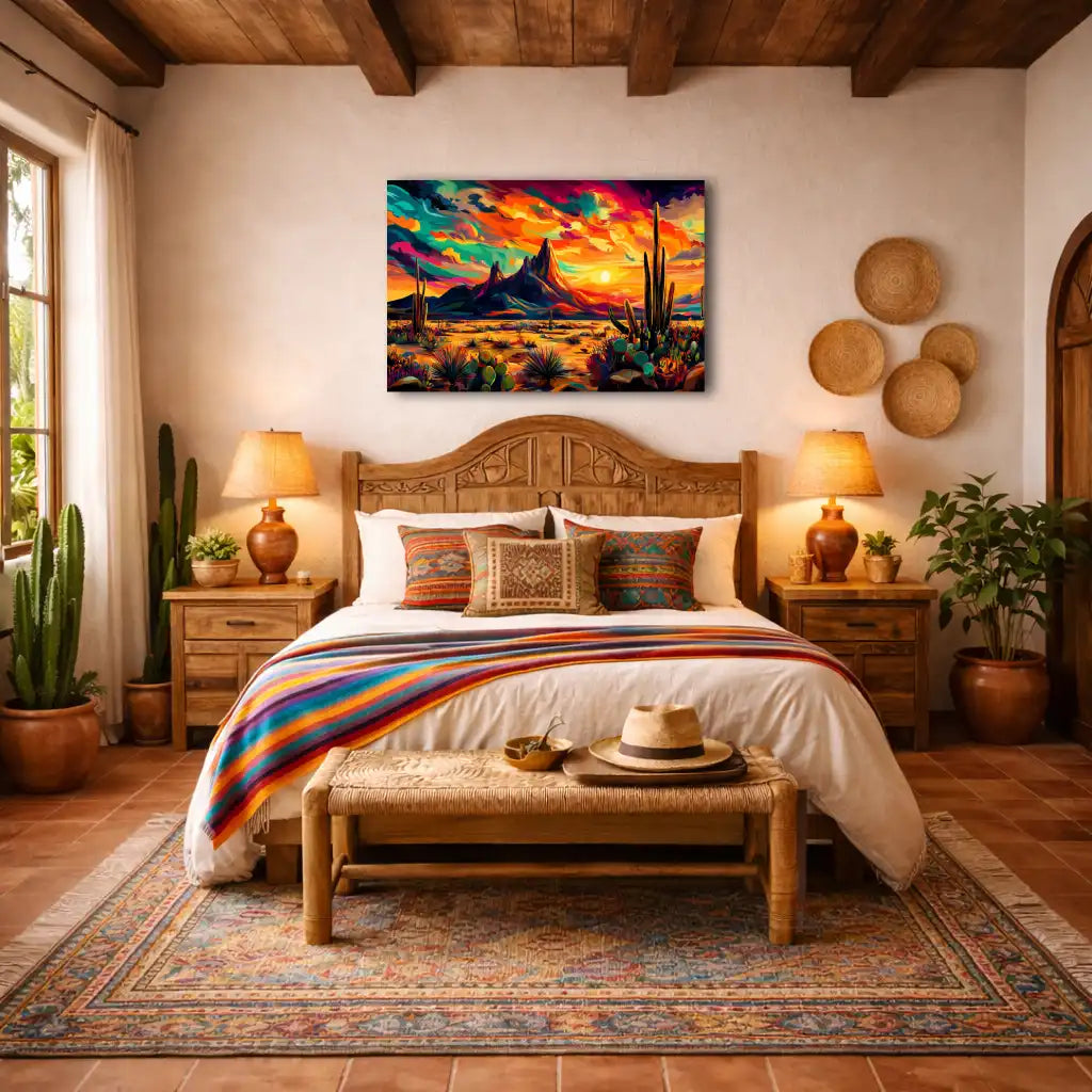 Mexikanische Wüste – Karges Panorama und glühender Himmel – Kunstdruck