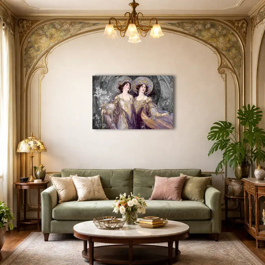 Peinture Jugendstil Style - Sœurs en auréoles