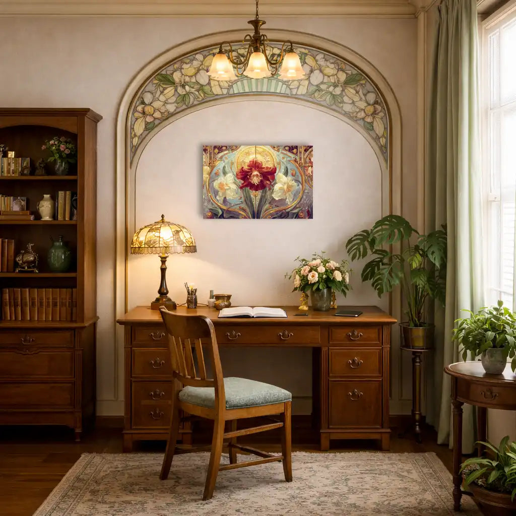 Orchidee – Jugendstil-Gemälde – Wandbild