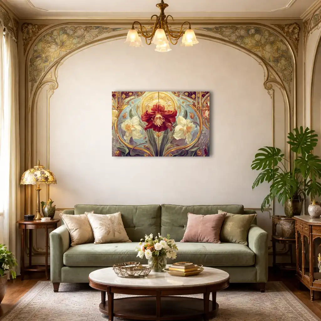 Orchidee – Jugendstil-Gemälde – Wandbild