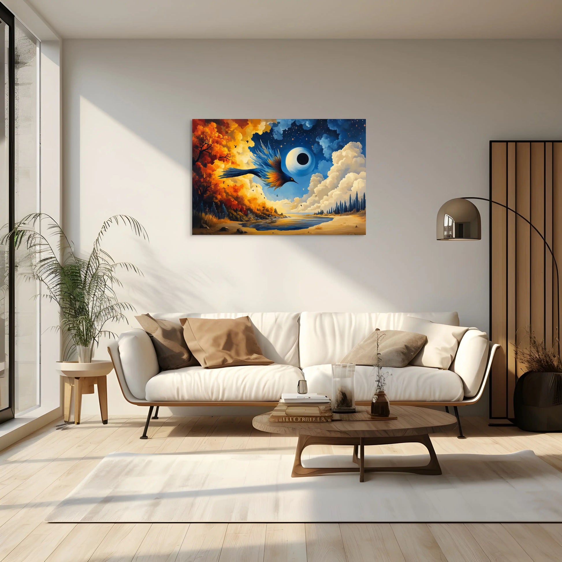 Peinture Surréaliste Oiseau : Éclipse Onirique Affiches, reproductions et œuvres graphiques Art Virtuoso