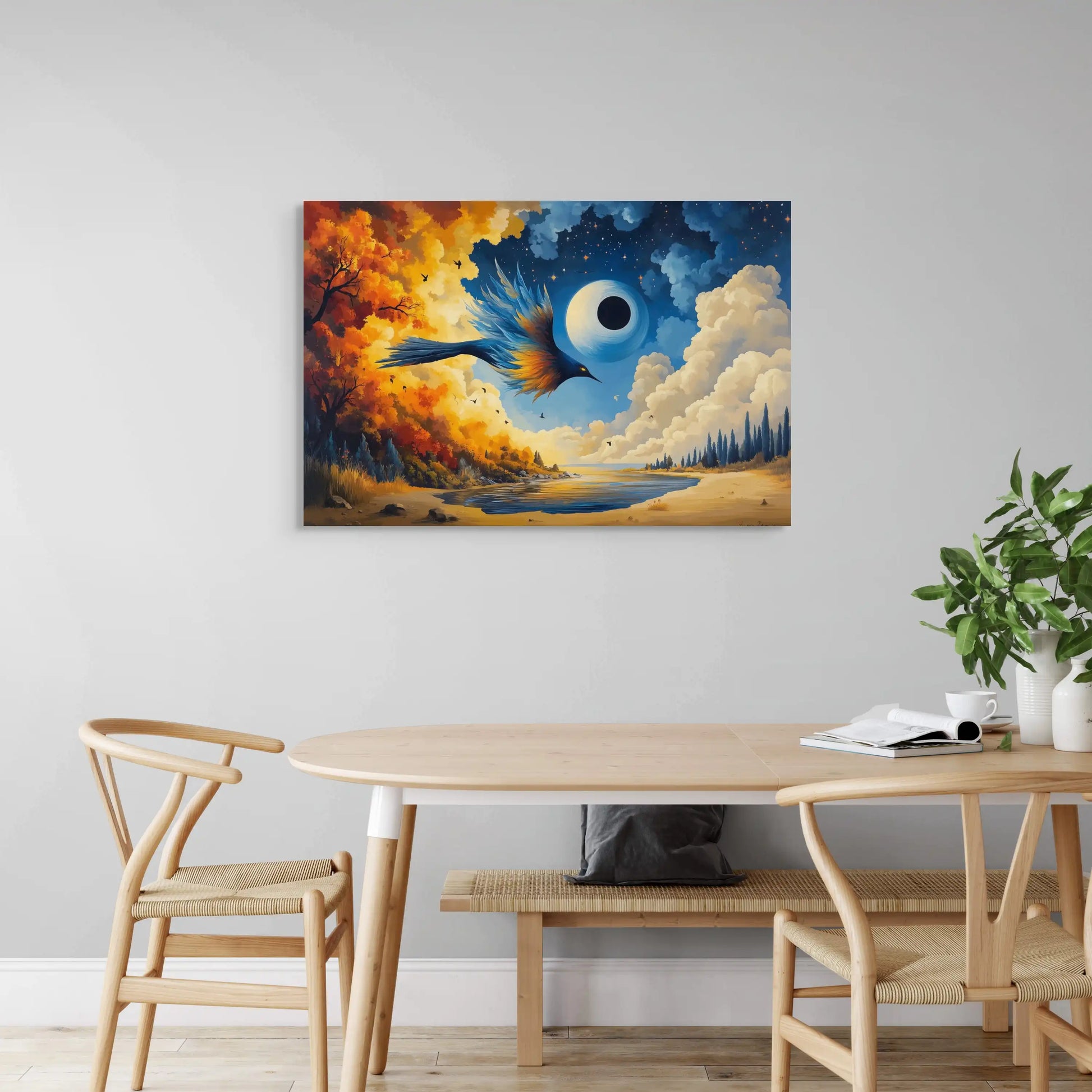 Peinture Surréaliste Oiseau : Éclipse Onirique Affiches, reproductions et œuvres graphiques Art Virtuoso