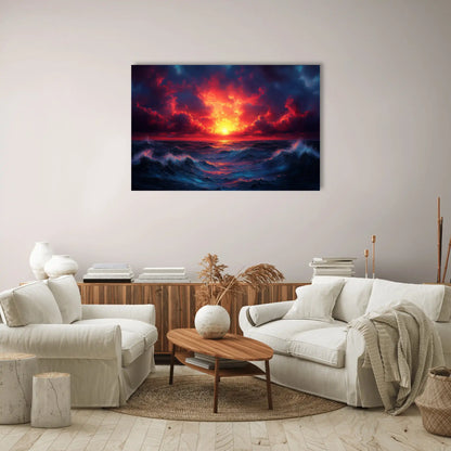 Tableau Mer Couchant : Symphonie Écarlate