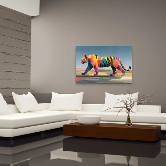 Peinture Tigre Abstrait : Prisme Géométrique