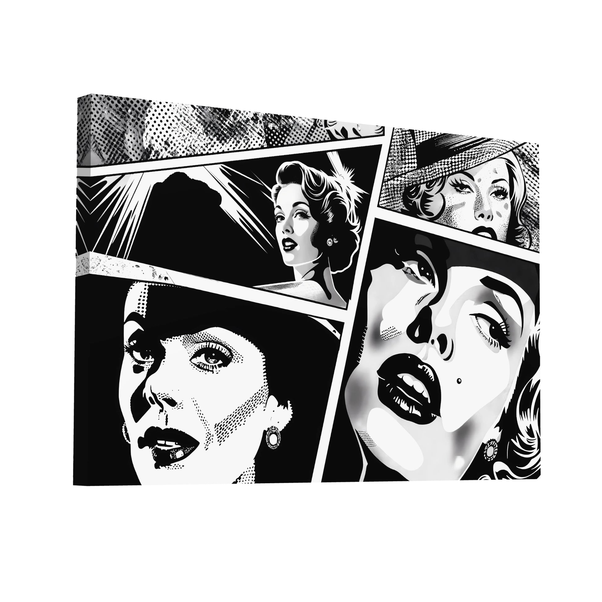 Product Hero 3D WebP Tableau Pop Art Noir et Blanc - Art Virtuoso