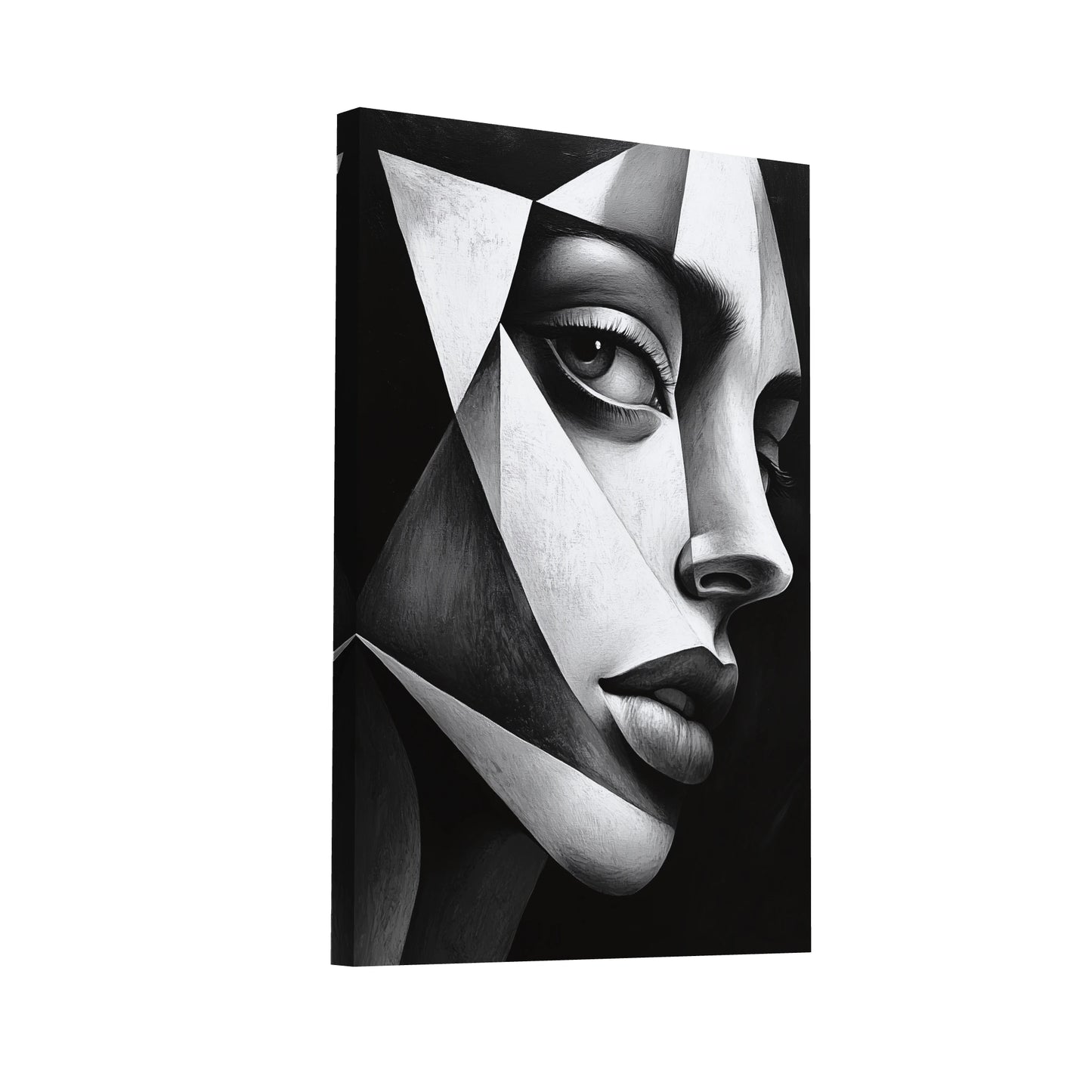 Product Hero 3D WebP Portrait Abstrait Noir et Blanc - Style Cubiste - Art Virtuoso
