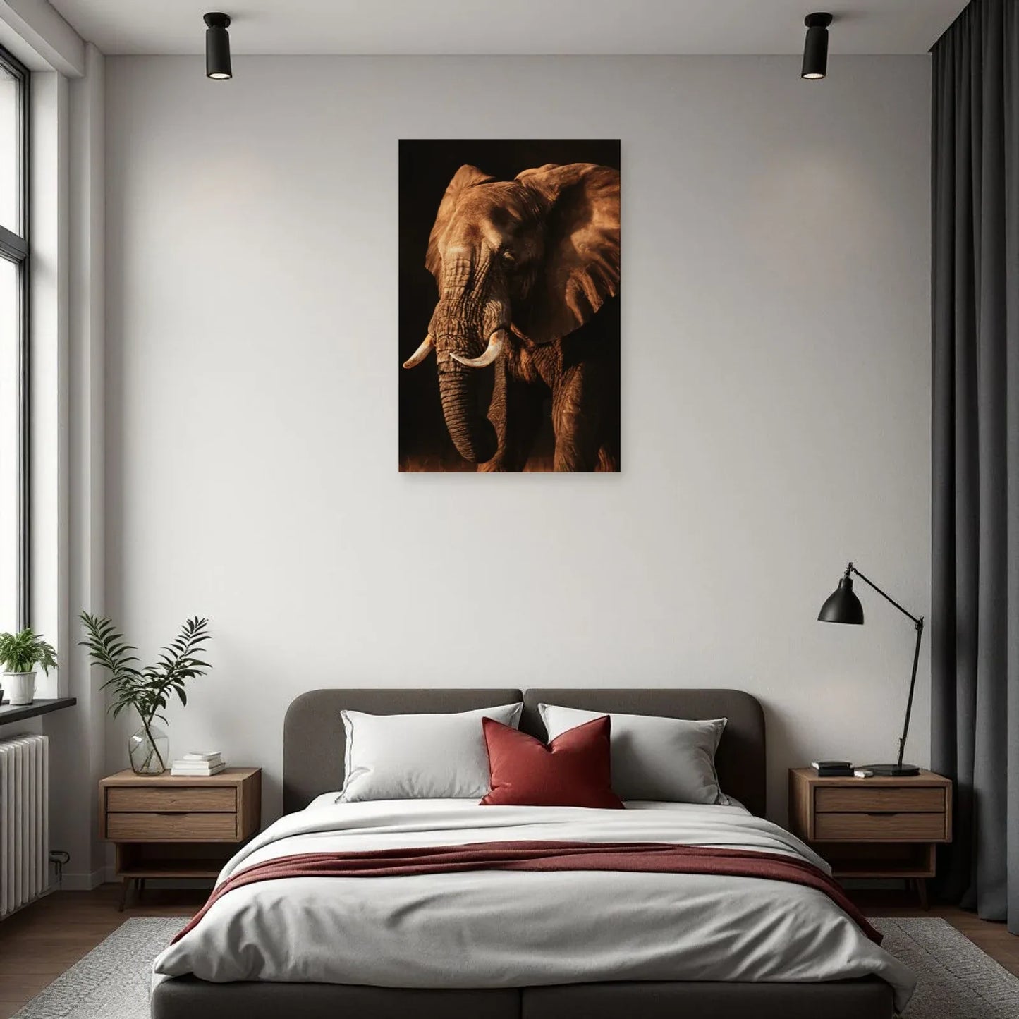 Portrait Éléphant Chiaroscuro dans une chambre - Art Virtuoso