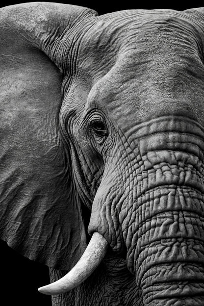 Portrait Éléphant Macro - impression sur toile, format L