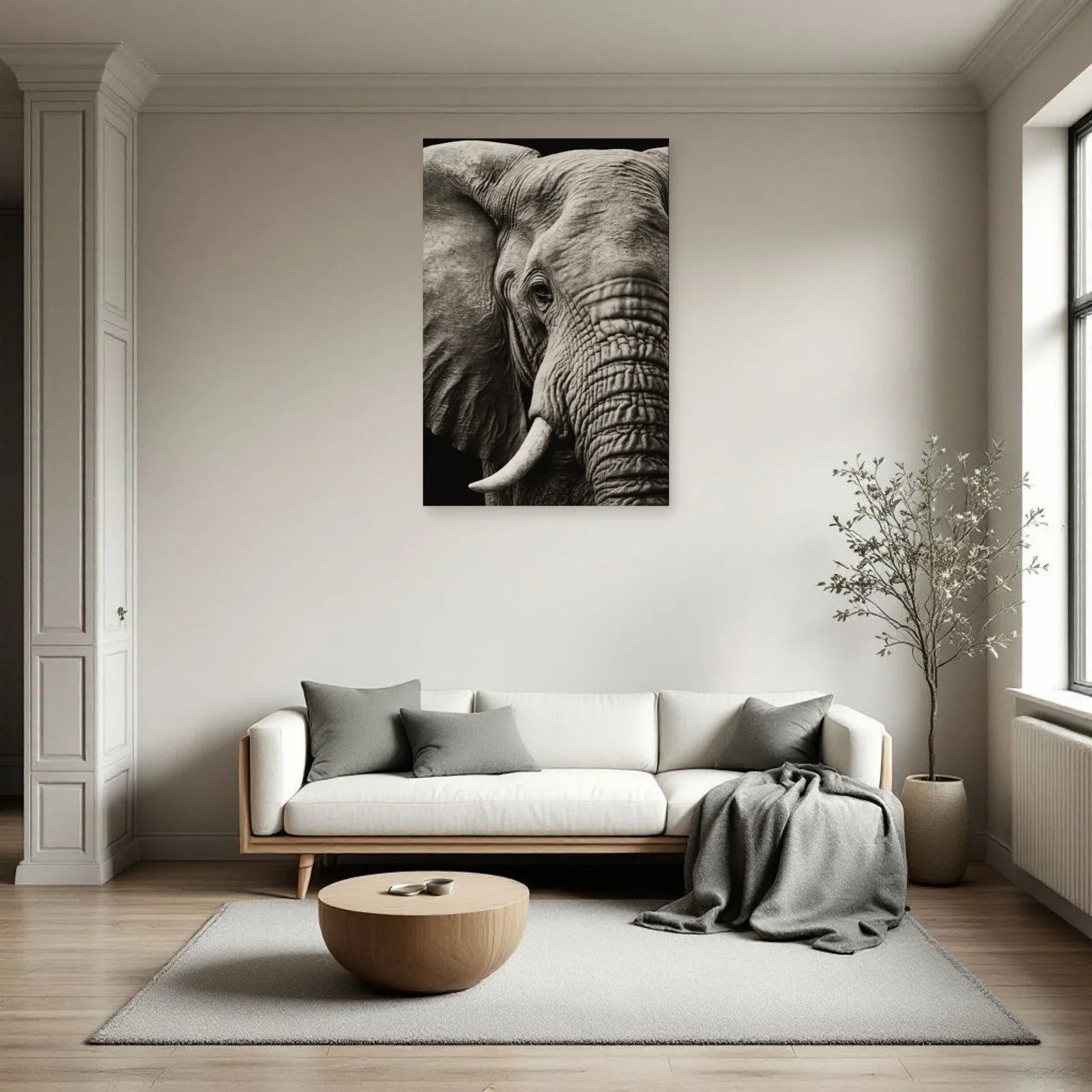 Portrait Éléphant Macro dans un salon - Art Virtuoso