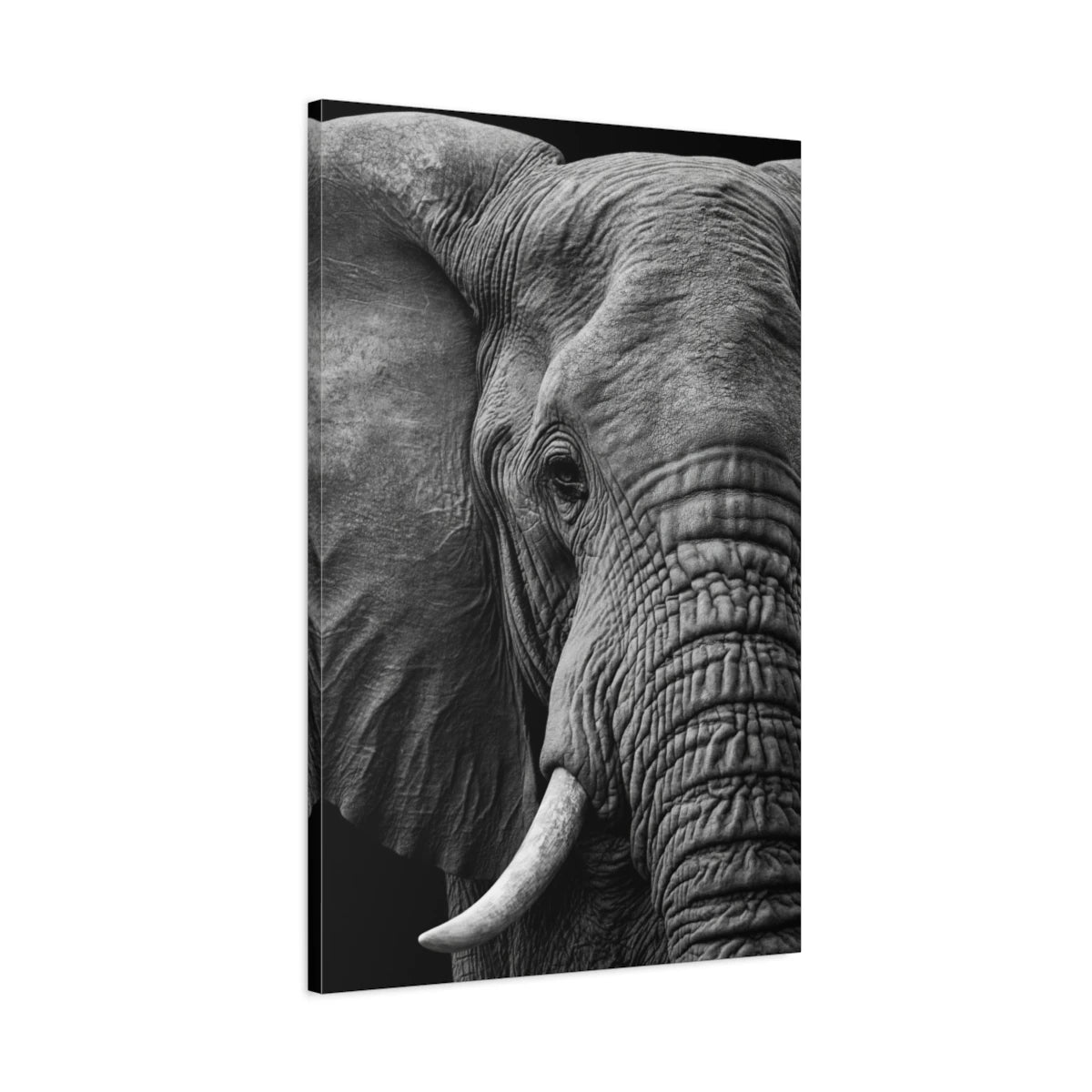 Portrait Éléphant Macro - toile 3D avec bords imprimés - Art Virtuoso