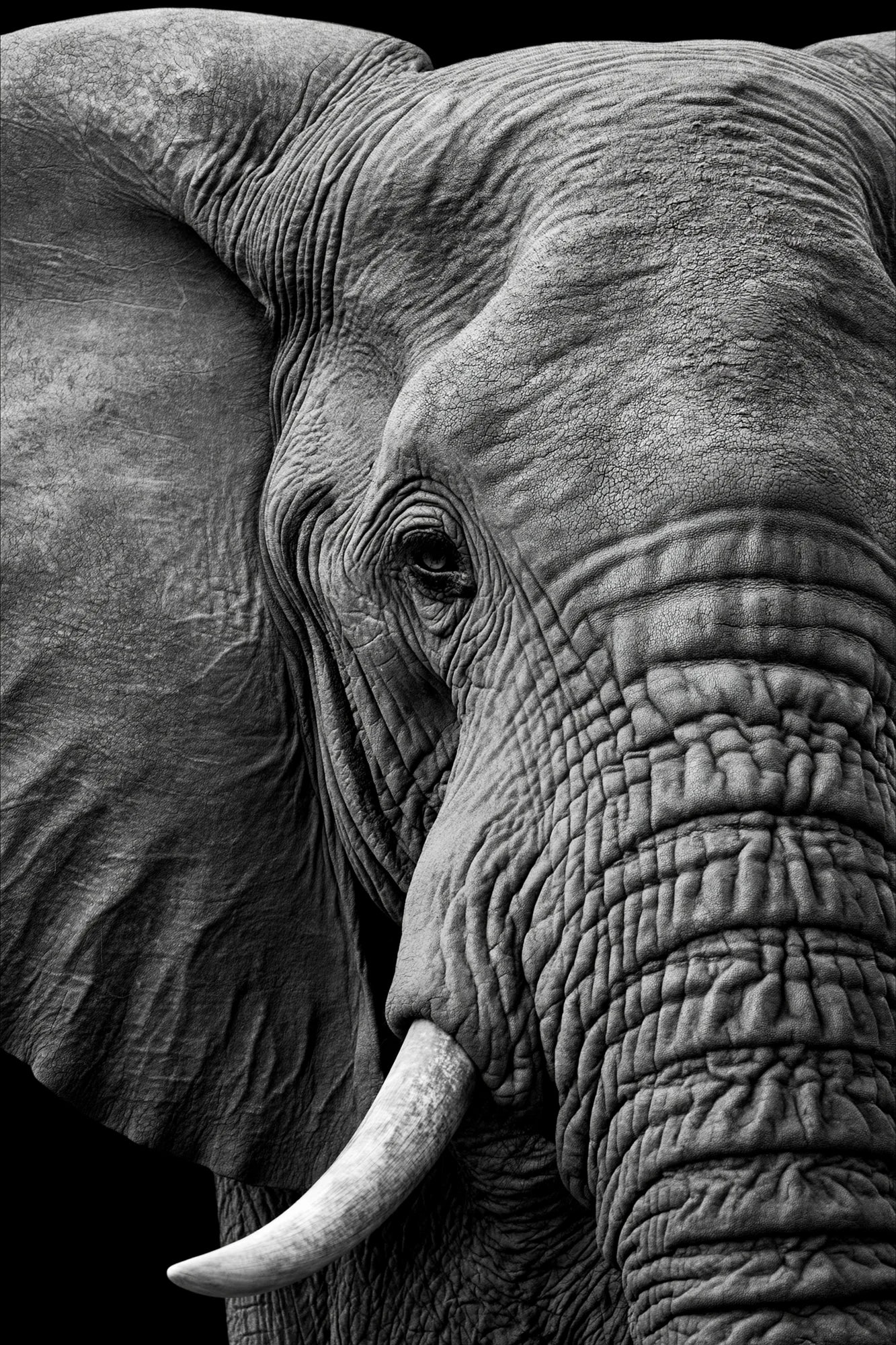 Portrait Éléphant Macro - impression sur toile, format XL