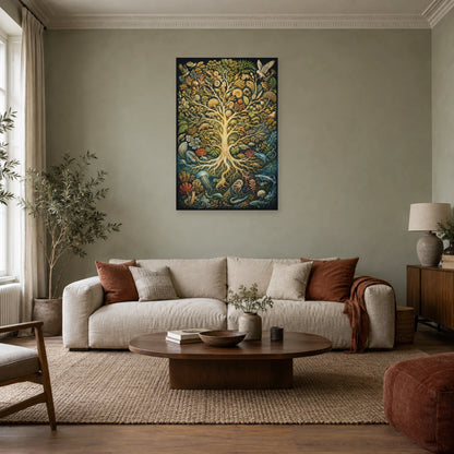 Affiche Arbre du vivant – Ramifications dans un salon - Art Virtuoso