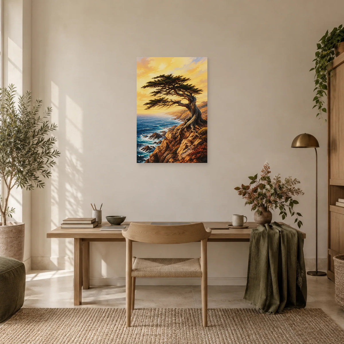 Affiche Arbre du vent – Falaise marine dans un bureau - Art Virtuoso