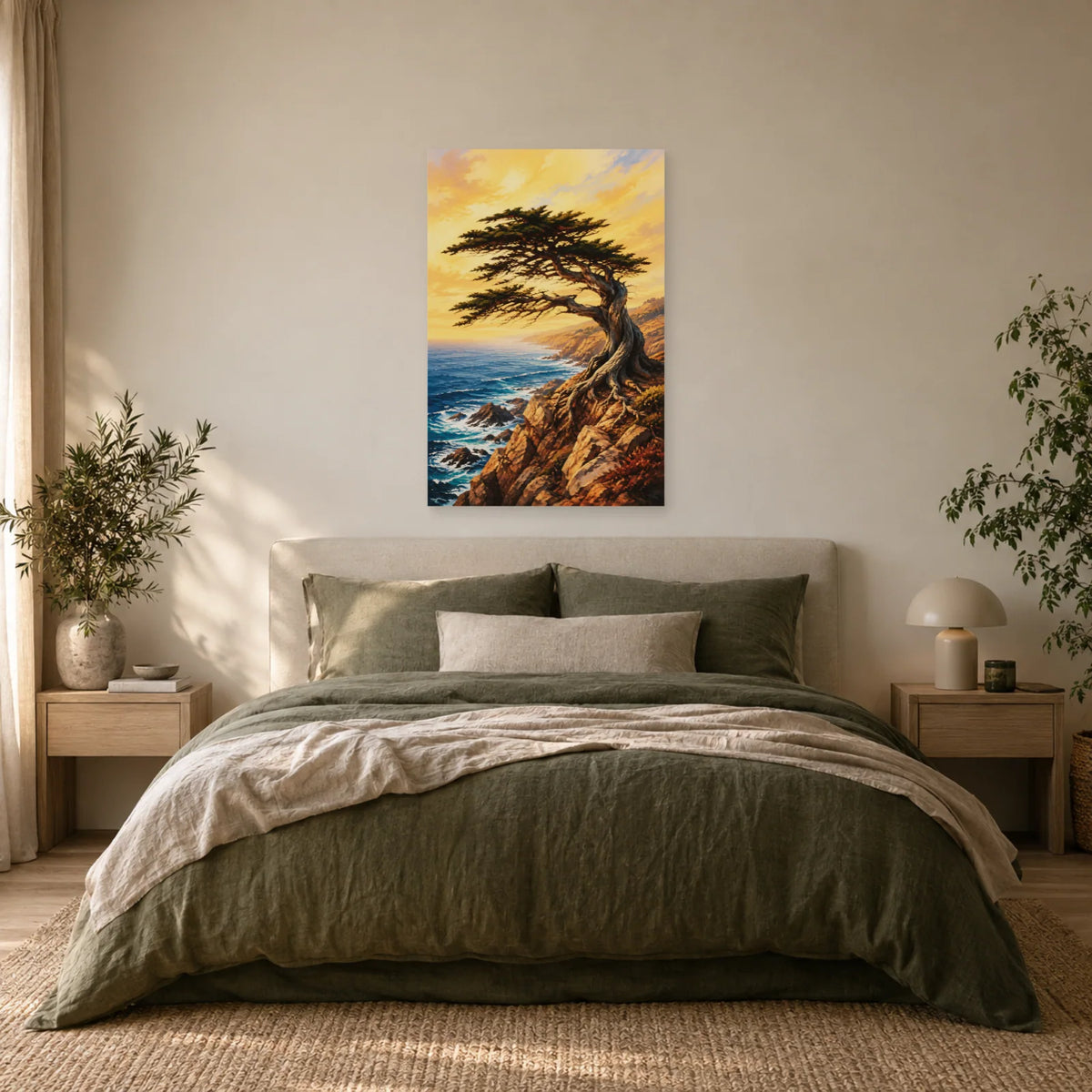 Affiche Arbre du vent – Falaise marine dans une chambre - Art Virtuoso
