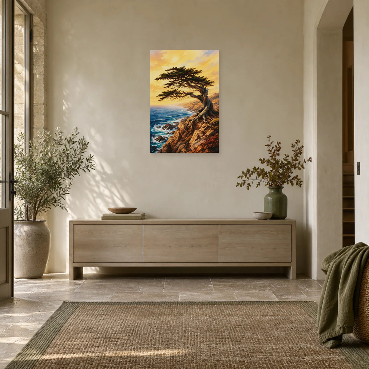 Affiche Arbre du vent – Falaise marine dans une entrée ou un couloir - Art Virtuoso