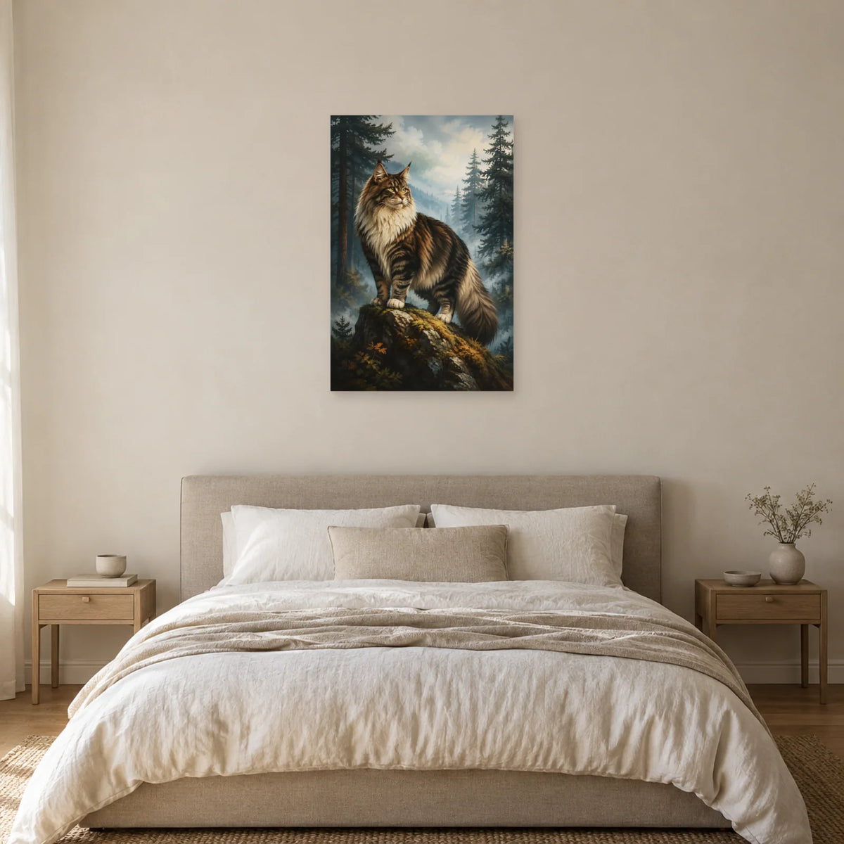 Affiche Chat norvégien – Forêt brumeuse dans une chambre - Art Virtuoso