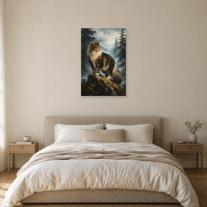 Affiche Chat norvégien – Forêt brumeuse dans une chambre - Art Virtuoso